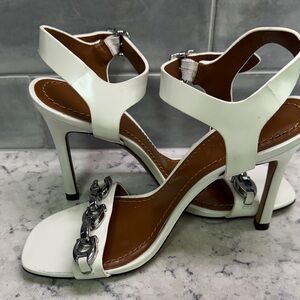 Coach White Strappy Heels stilettos with Chain Detail Size 6